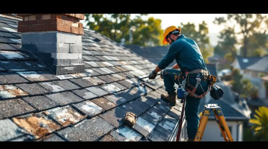 Professional roofing crew installing architectural composition shingles on a large Everett commercial building.