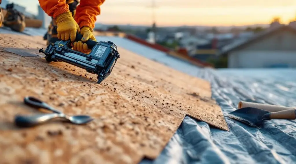 A professional roofing crew installing high-quality asphalt shingles on a local Everett residence.