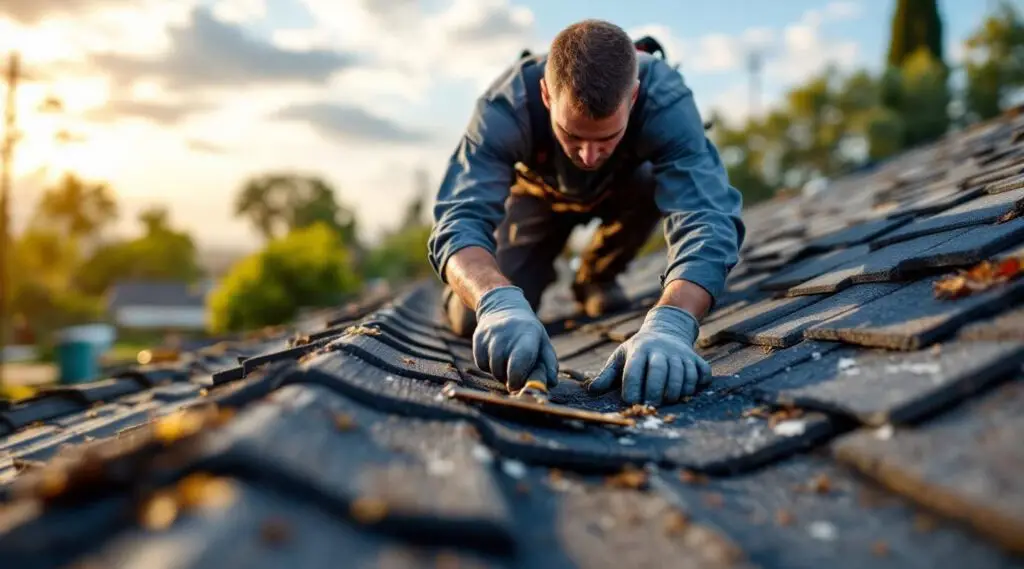 Professional roofing contractors installing architectural asphalt shingles on a Everett commercial facility.